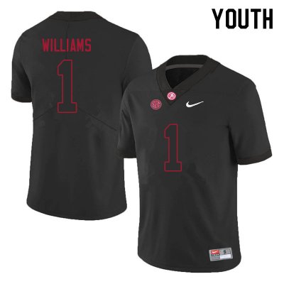 NCAA Youth Alabama Crimson Tide #1 Jameson Williams Stitched College 2021 Nike Authentic Black Football Jersey KE17O15VV